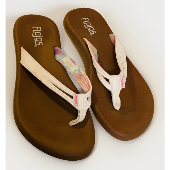 Flojos Women's White Tie Dye Thong Flip Flops Size 8 Fabric Lining - Picture 1 of 6